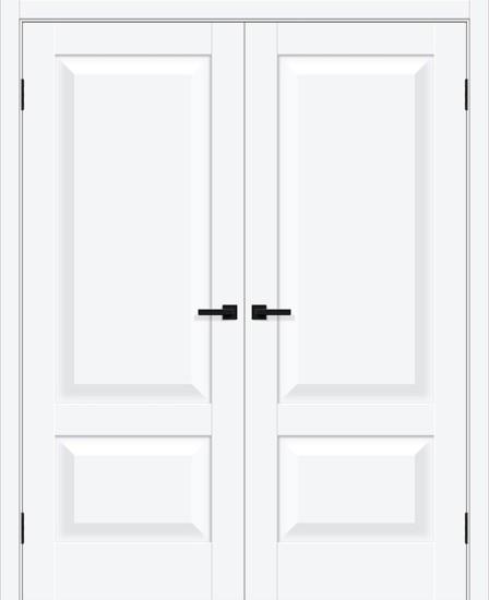 Двойная межкомнатная дверь ПЭТ Прима-22 White Silk