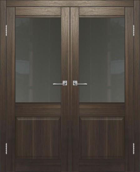 Двойная межкомнатная дверь с экошпоном ДП DIM I-11 Choco Wood Сатинато Графит