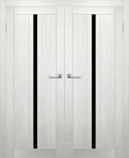 Двойная межкомнатная дверь с экошпоном ДП DIM I-9 Blond Wood Lacobel Black