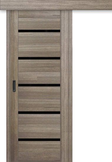 Межкомнатная дверь-купе ДП DIM I-1к Taupe Wood / Lacobel Black