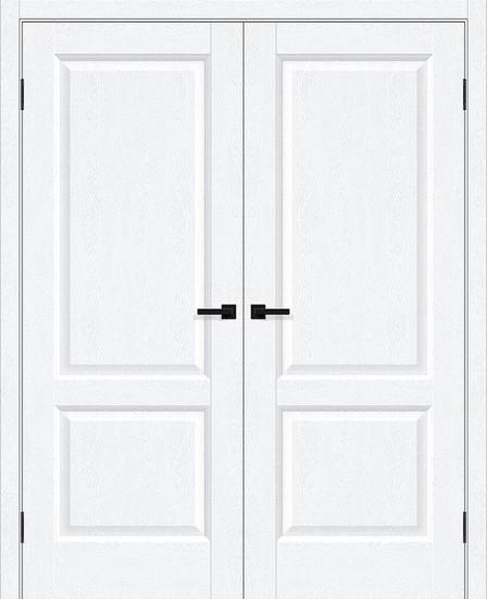 Двойная межкомнатная дверь ПЭТ Неоклассик-32 White Silkwood