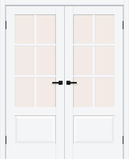 Двойная межкомнатная дверь ПЭТ Прима-13.0.1 White Silk/Magic Fog