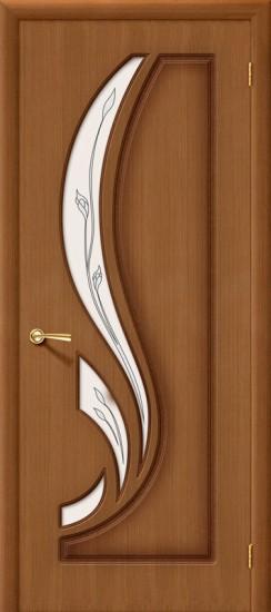 Межкомнатная шпонированная дверь Лилия со стеклом орех файн-лайн