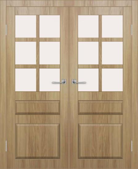 Двойная межкомнатная дверь с экошпоном ДП DIM I-12 Sandy Wood Сатинато Белый