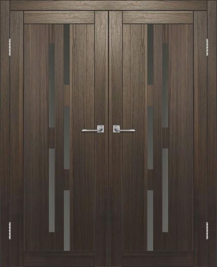 Двойная межкомнатная дверь с экошпоном ДП DIM I-4 Choco Wood Сатинато Графит