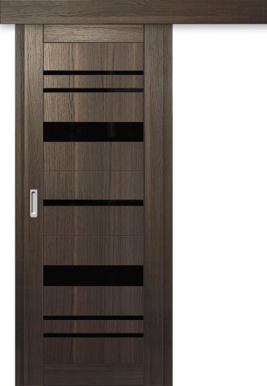 Межкомнатная дверь-купе ДП DIM I-16к Choco Wood / Lacobel Black