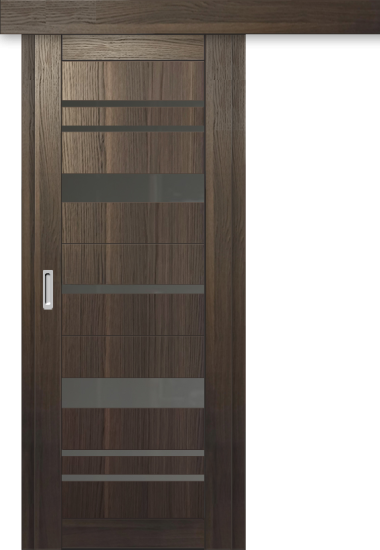 Межкомнатная дверь-купе ДП DIM I-16к Choco Wood / Сатинато Графит