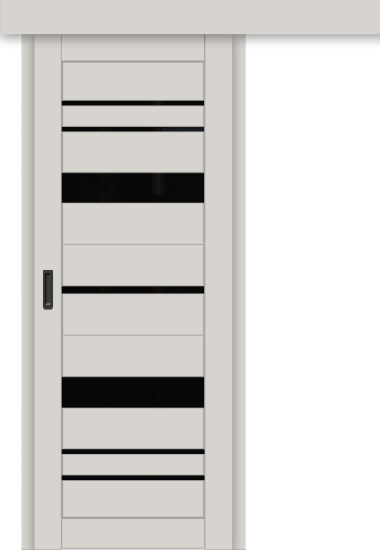 Межкомнатная дверь-купе ДП DIM I-16к Silk Matt / Lacobel Black