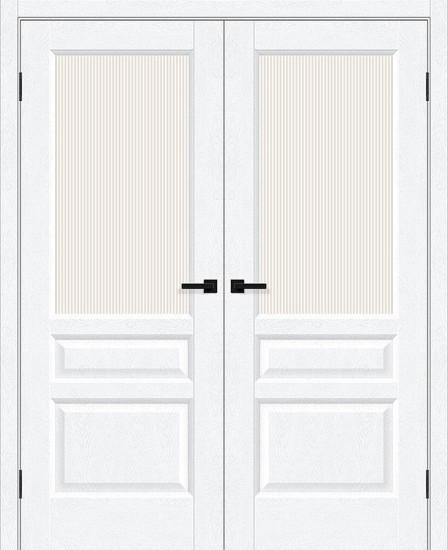 Двойная межкомнатная дверь ПЭТ Неоклассик-35 White Silkwood / Magic Moru