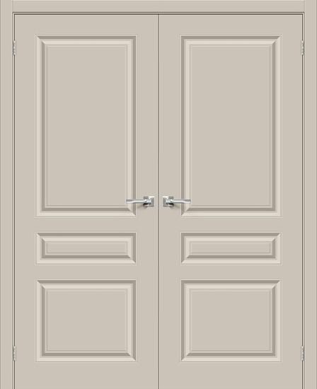 Двойная межкомнатная крашеная дверь Скинни-14 Creamy
