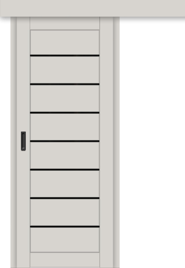 Межкомнатная дверь-купе ДП DIM I-3к Silk Matt / Lacobel Black