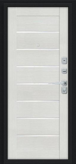 Металлическая дверь Техно/BChrome Букле чёрное/Bianco Melinga