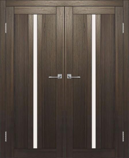 Двойная межкомнатная дверь с экошпоном ДП DIM I-9 Choco Wood Сатинато Белый