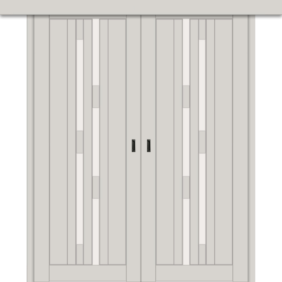 Межкомнатная двойная дверь-купе ДП DIM I-4дк. Silk Matt / Сатинато Белый