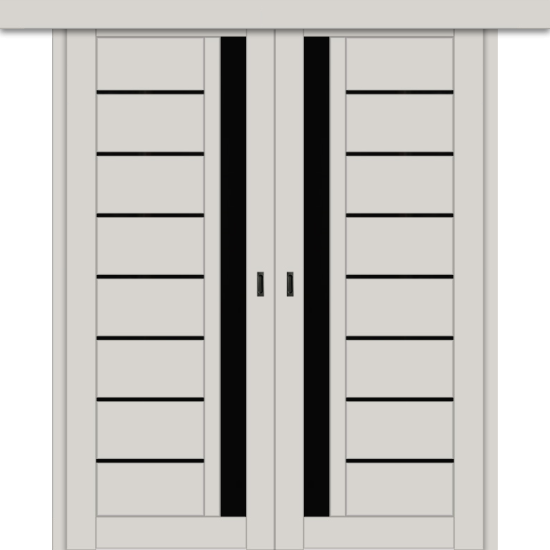 Межкомнатная двойная дверь-купе ДП DIM I-2дк. Silk Matt / Lacobel Black