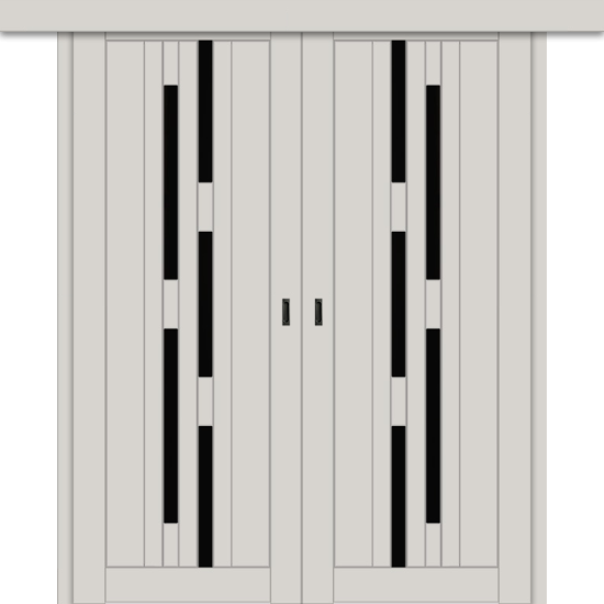 Межкомнатная двойная дверь-купе ДП DIM I-4дк. Silk Matt / Lacobel Black