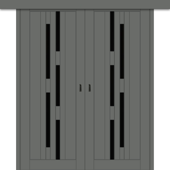 Межкомнатная двойная дверь-купе ДП DIM I-4дк. Graphite Matt / Lacobel Black