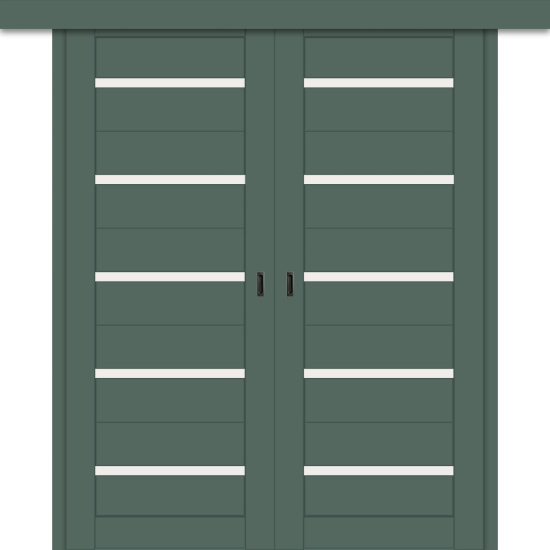 Межкомнатная двойная дверь-купе ДП DIM I-1дк. Seagrass Matt / Сатинато Белый