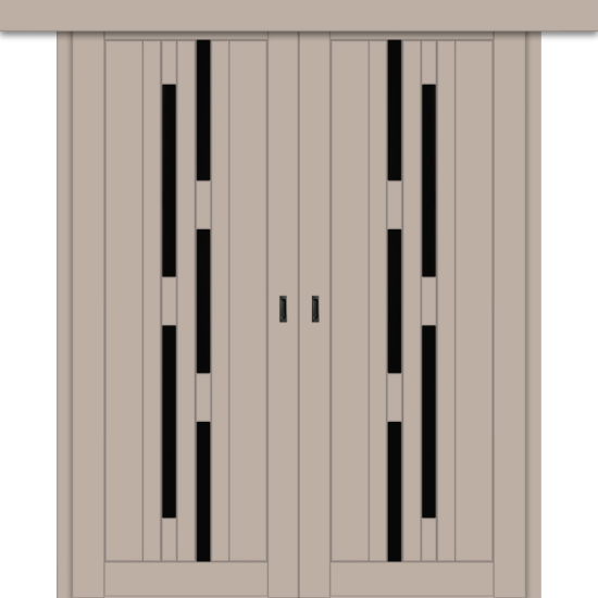 Межкомнатная двойная дверь-купе ДП DIM I-4дк. Dune Matt / Lacobel Black