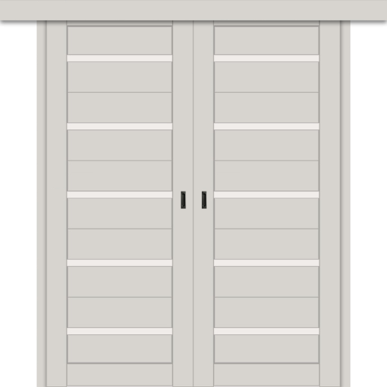 Межкомнатная двойная дверь-купе ДП DIM I-1дк. Silk Matt / Сатинато Белый