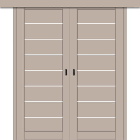 Межкомнатная двойная дверь-купе ДП DIM I-3дк. Dune Matt / Сатинато Белый