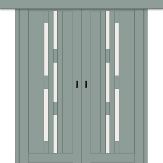 Межкомнатная двойная дверь-купе ДП DIM I-4дк. Gloomy sky Matt / Сатинато Белый