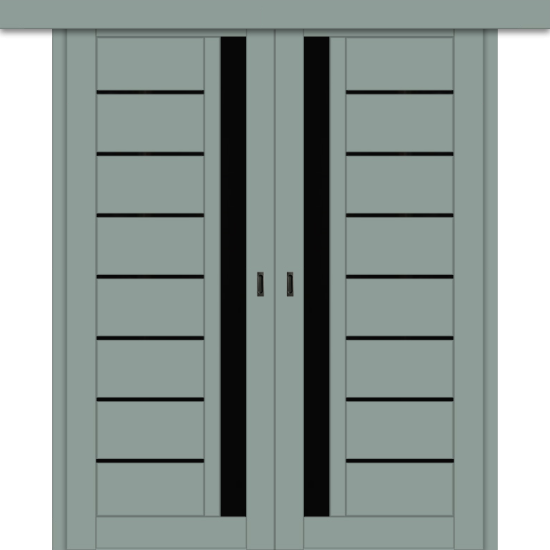 Межкомнатная двойная дверь-купе ДП DIM I-2дк. Gloomy sky Matt / Lacobel Black