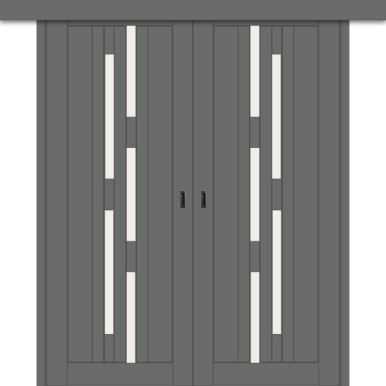 Межкомнатная двойная дверь-купе ДП DIM I-4дк. Graphite Matt / Сатинато Белый