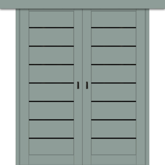 Межкомнатная двойная дверь-купе ДП DIM I-3дк. Gloomy sky Matt / Lacobel Black