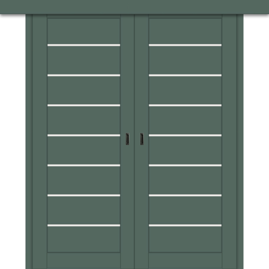 Межкомнатная двойная дверь-купе ДП DIM I-3дк. Seagrass Matt / Сатинато Белый