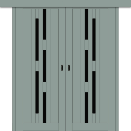 Межкомнатная двойная дверь-купе ДП DIM I-4дк. Gloomy sky Matt / Lacobel Black
