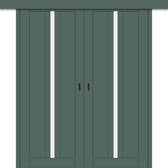 Межкомнатная двойная дверь-купе ДП DIM I-9дк. Seagrass Matt / Сатинато Белый