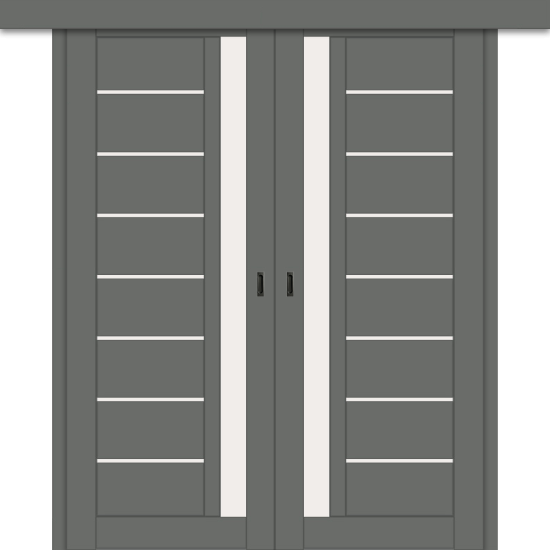 Межкомнатная двойная дверь-купе ДП DIM I-2дк. Graphite Matt / Сатинато Белый