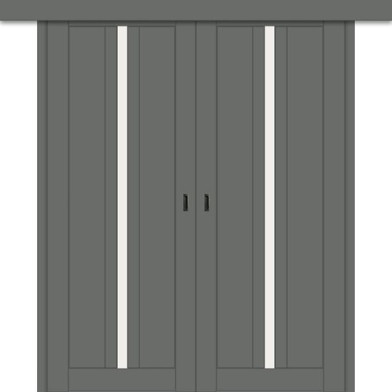 Межкомнатная двойная дверь-купе ДП DIM I-9дк. Graphite Matt / Сатинато Белый