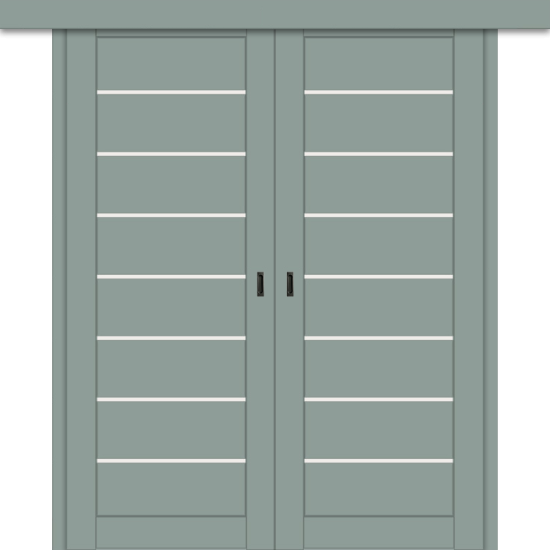 Межкомнатная двойная дверь-купе ДП DIM I-3дк. Gloomy sky Matt / Сатинато Белый