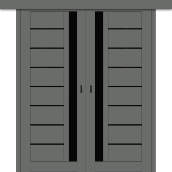 Межкомнатная двойная дверь-купе ДП DIM I-2дк. Graphite Matt / Lacobel Black