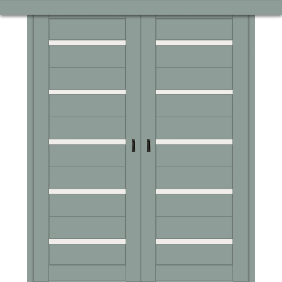 Межкомнатная двойная дверь-купе ДП DIM I-1дк. Gloomy sky Matt / Сатинато Белый