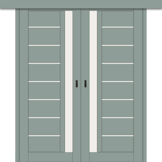 Межкомнатная двойная дверь-купе ДП DIM I-2дк. Gloomy sky Matt / Сатинато Белый