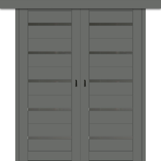 Межкомнатная двойная дверь-купе ДП DIM I-1дк. Graphite Matt / Сатинато Графит