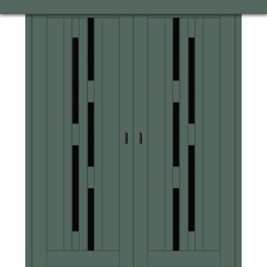 Межкомнатная двойная дверь-купе ДП DIM I-4дк. Seagrass Matt / Lacobel Black