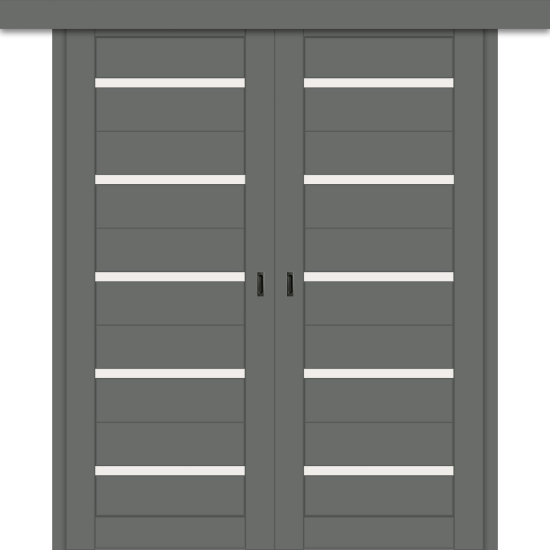 Межкомнатная двойная дверь-купе ДП DIM I-1дк. Graphite Matt / Сатинато Белый