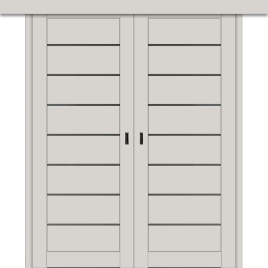 Межкомнатная двойная дверь-купе ДП DIM I-3дк. Silk Matt / Сатинато Графит