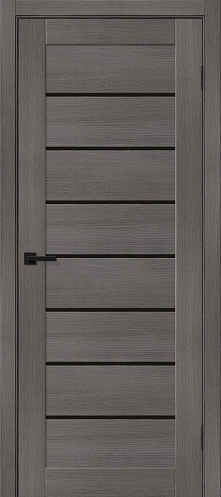 Межкомнатная дверь с экошпоном Браво-22 Grey Melinga / Black Shine