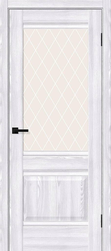 Межкомнатная дверь с экошпоном Прима-3 Riviera Ice/White Crystal