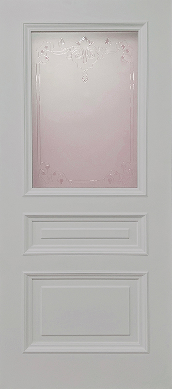 Межкомнатная дверь ДП DIM Enamel B-3.1 Светло-серый Сатинато белое прозрачное