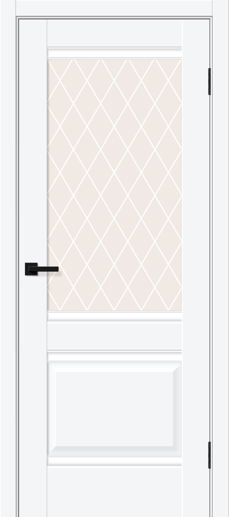 Межкомнатная дверь ПЭТ Прима-3 White Silk / White Crystal