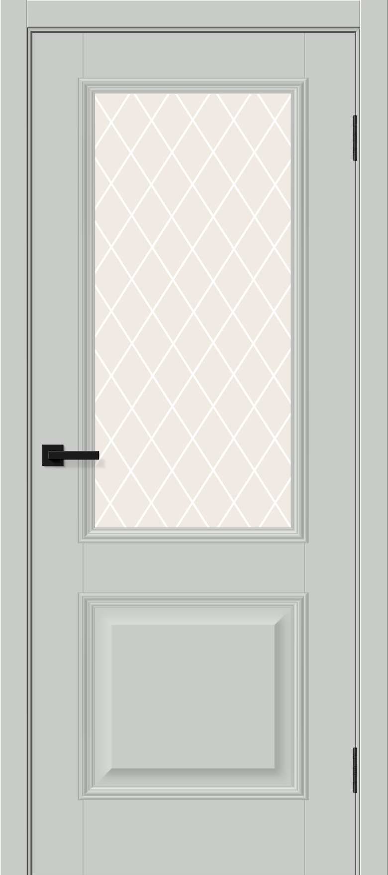 Межкомнатная дверь ПЭТ Классик-13 Grey Silk/White Crystal