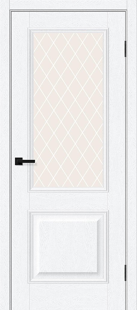 Межкомнатная дверь ПЭТ Классик-13 White Silkwood / White Сrystal