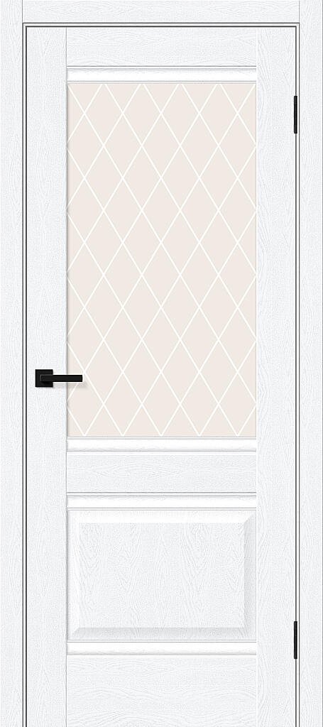 Межкомнатная дверь ПЭТ Прима-3 White Silkwood / White Crystal