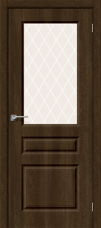 Межкомнатная дверь с ПВХ-пленкой Скинни-15 Dark Barnwood / White Crystal